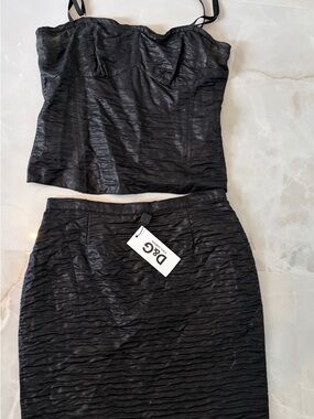 D&G Black Textured Two-Piece Skirt Set